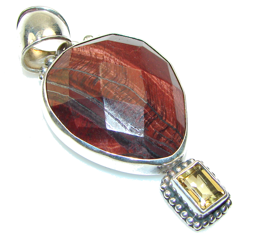 Excellent!! Red Obsidian Sterling Silver Pendant