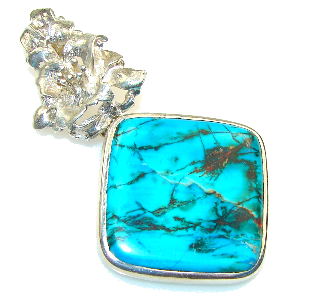 Clectric Blue Ithaca Peak Turquoise Sterling Silver Pendant