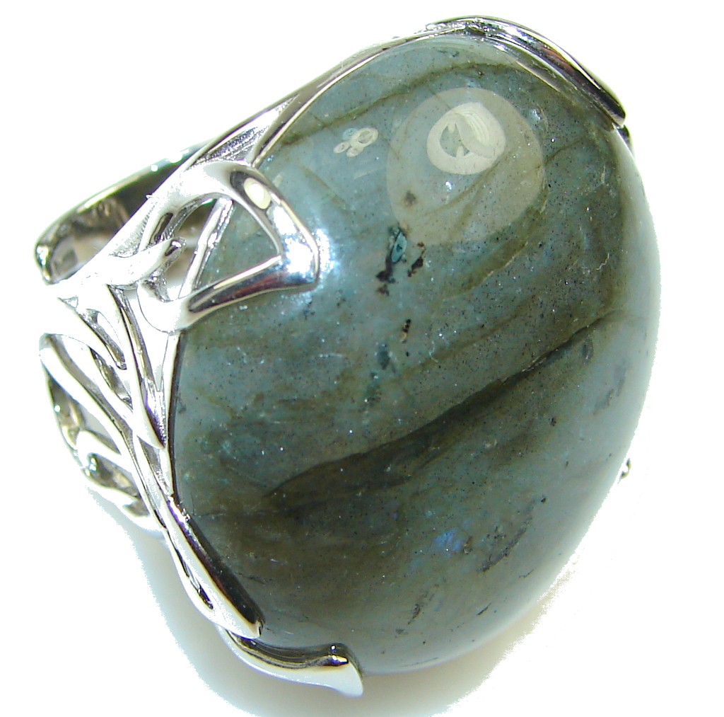 Big! Fabulous Fire Labradorite Sterling Silver Ring s. 7 - Adjustable