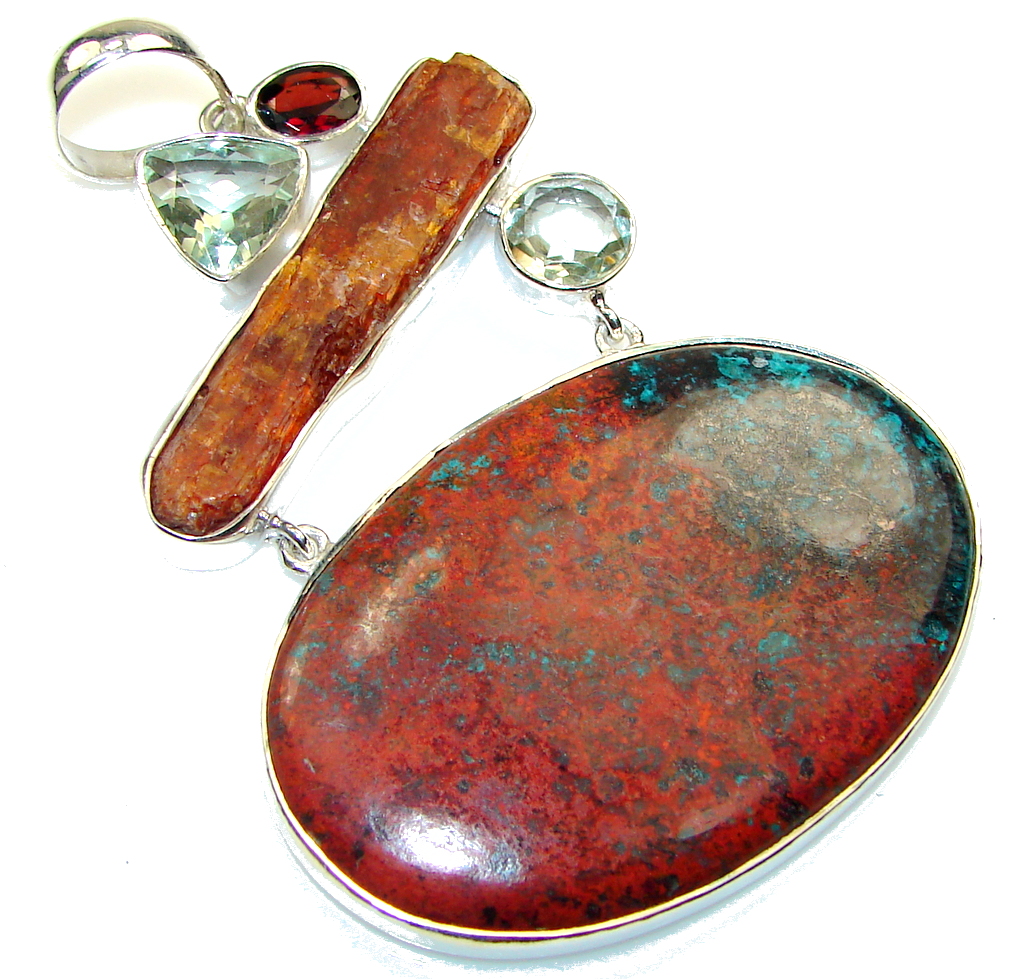 Large! Excellent Red Sonora Jasper Sterling Silver Pendant
