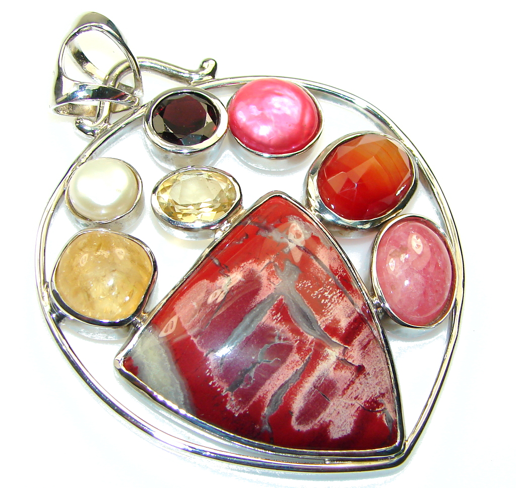 Big Universe@ AAA Red Jasper Sterling Silver Pendant