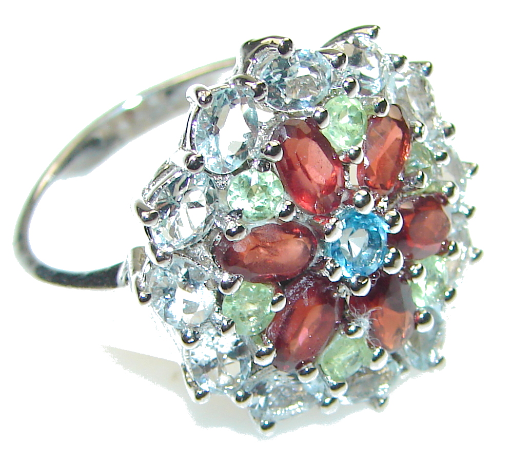 Precious!! Red Garnet Sterling Silver Ring s. 8
