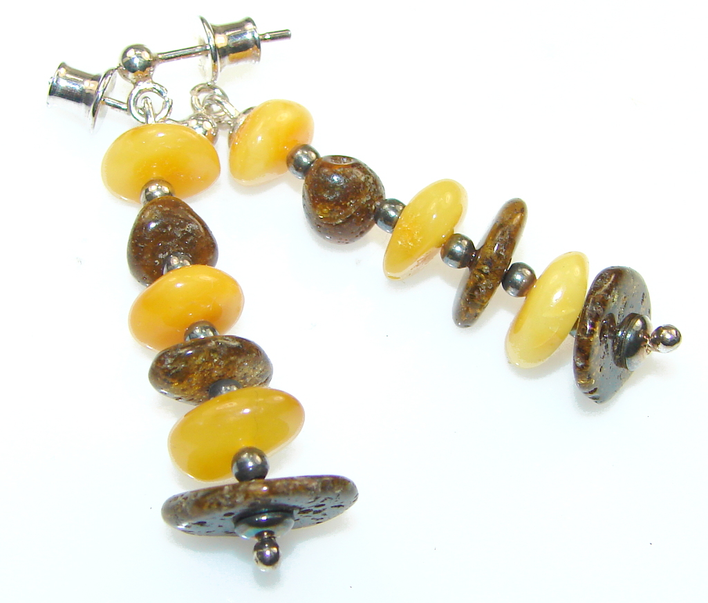 New Trendy!! Polish Amber Sterling Silver earrings