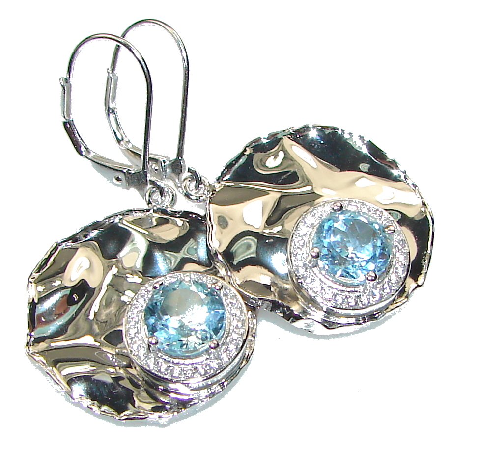 Amazing!! Blue Topaz, White Topaz Sterling Silver earrings