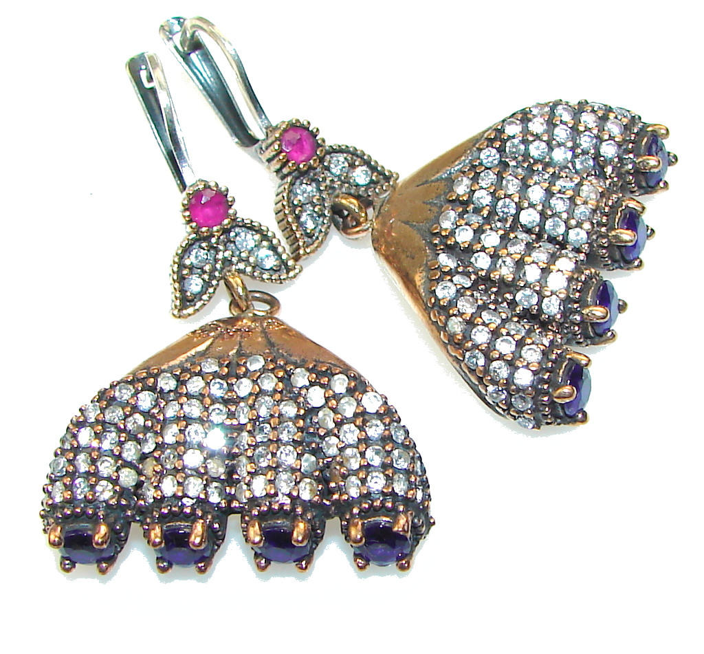 Stunning Design!! Blue Sapphire Quartz Sterling Silver earrings