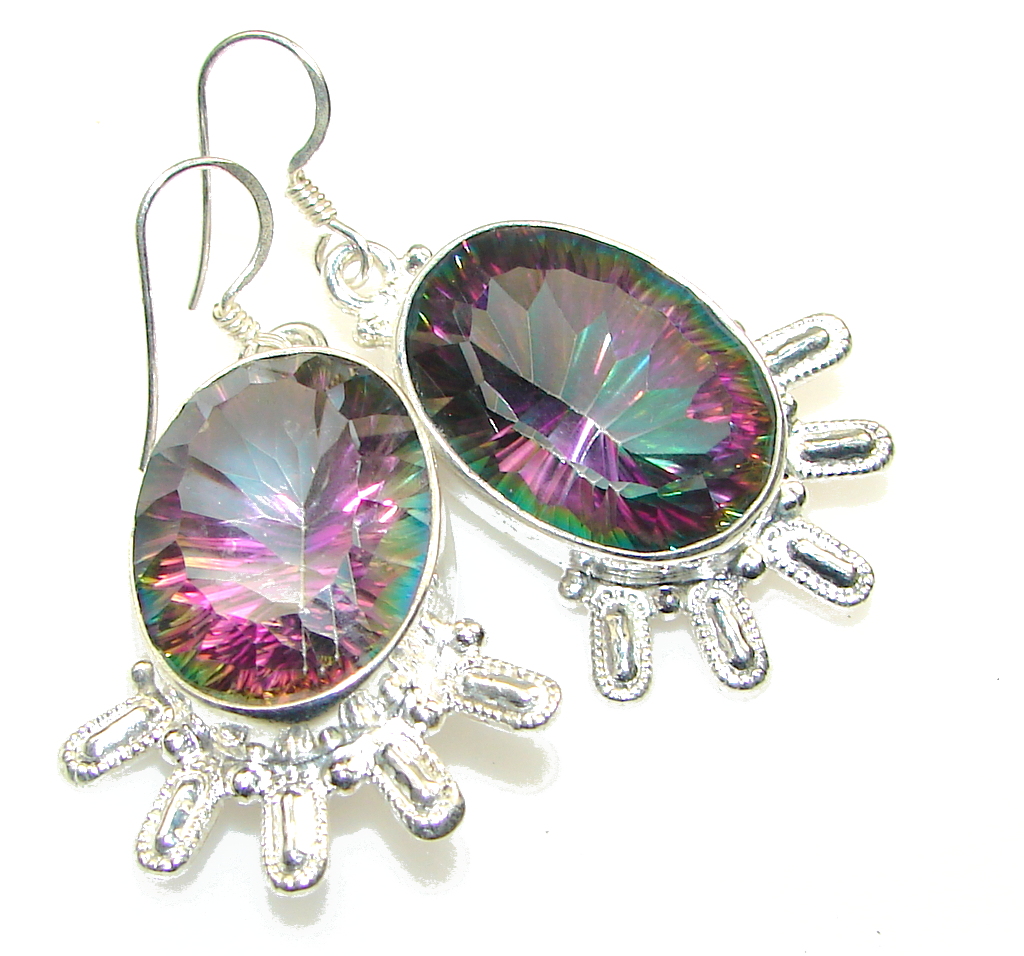 Big! Exotic Magic Topaz Sterling Silver earrings