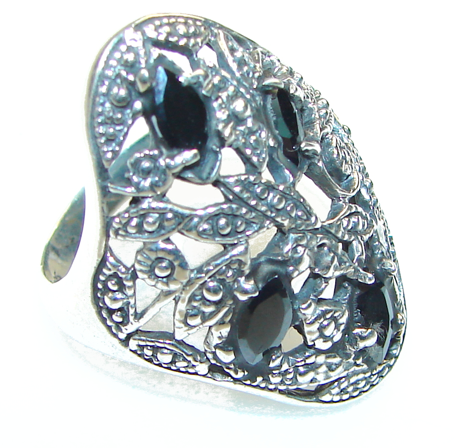 Very Unusual Hematite Sterling Silver Ring s. 6 1/2