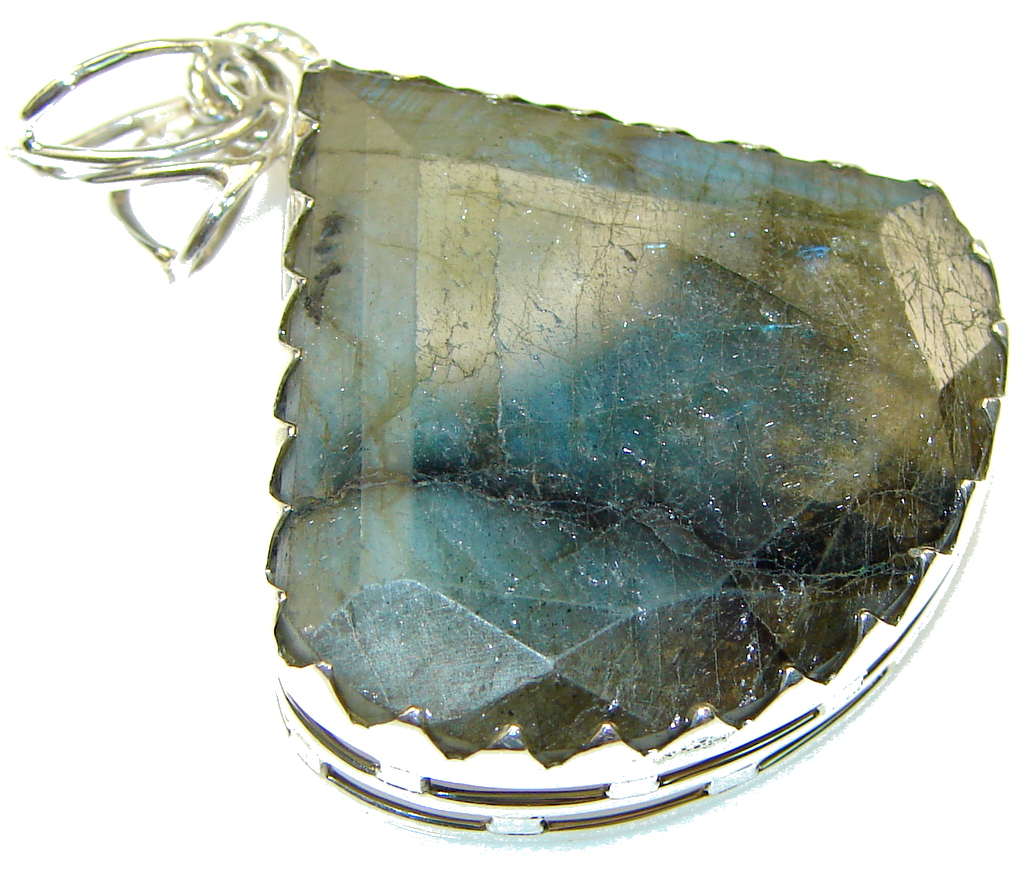 Beauty!! Blue Labradorite Sterling Silver Pendant