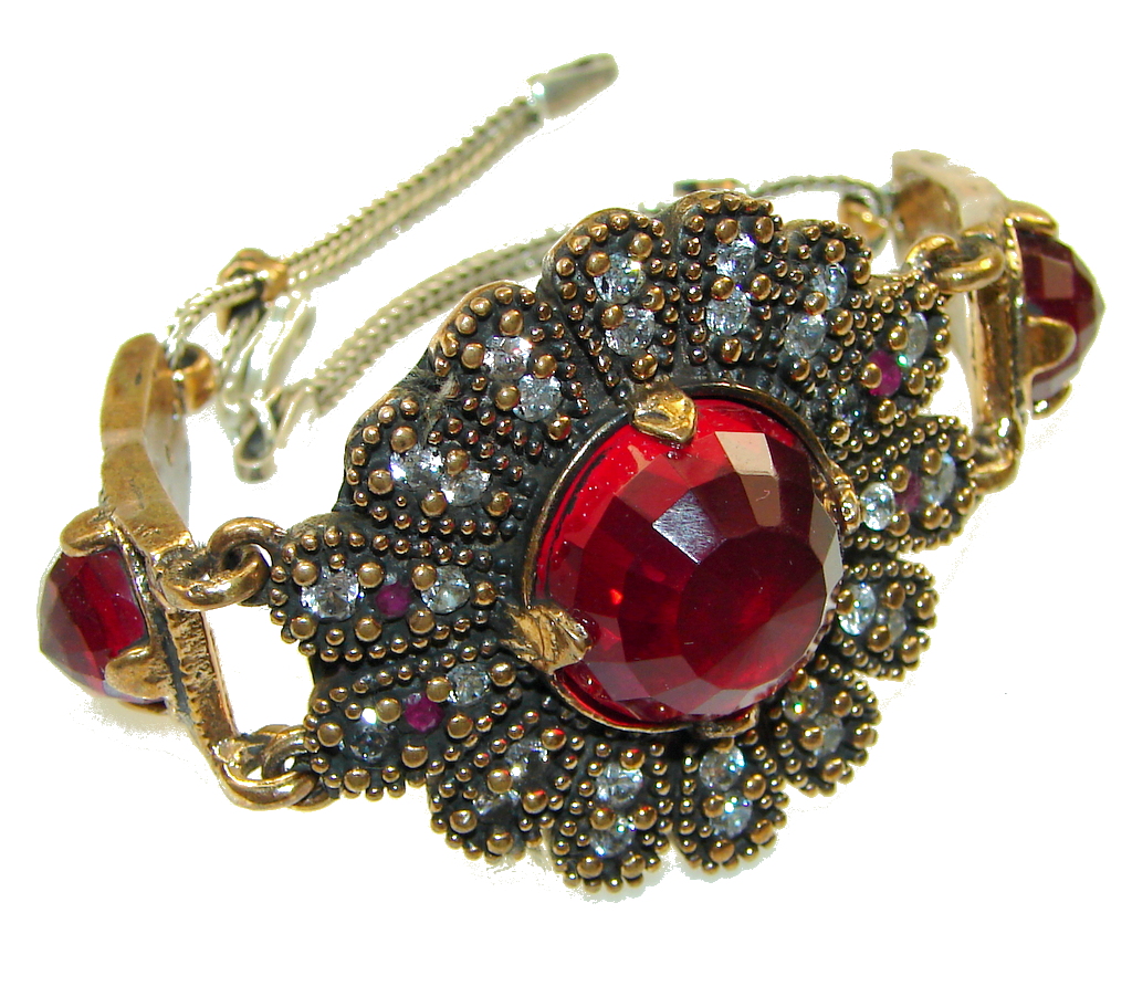 Turkish Style!! Garnet Quartz Sterling Silver Bracelet