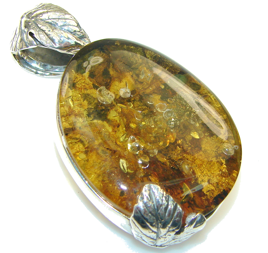 Natural Beauty! Polish Amber Sterling Silver Pendant