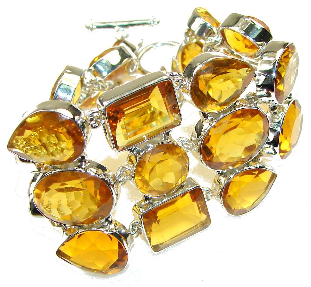 Pale Beauty!! Created Golden Topaz Sterling Silver Bracelet