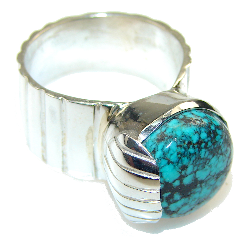 Basics!! Blue Turquoise Sterling Silver Ring s. 9