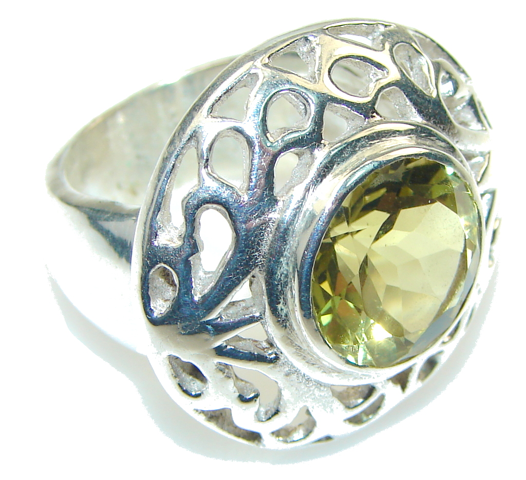 Big!! Chennai Sun! Yellow Citrine Quartz Sterling Silver Ring s. 7