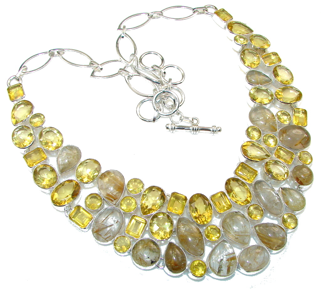 Love Attraction!! Golden Rutilated Quartz Sterling Silver necklace