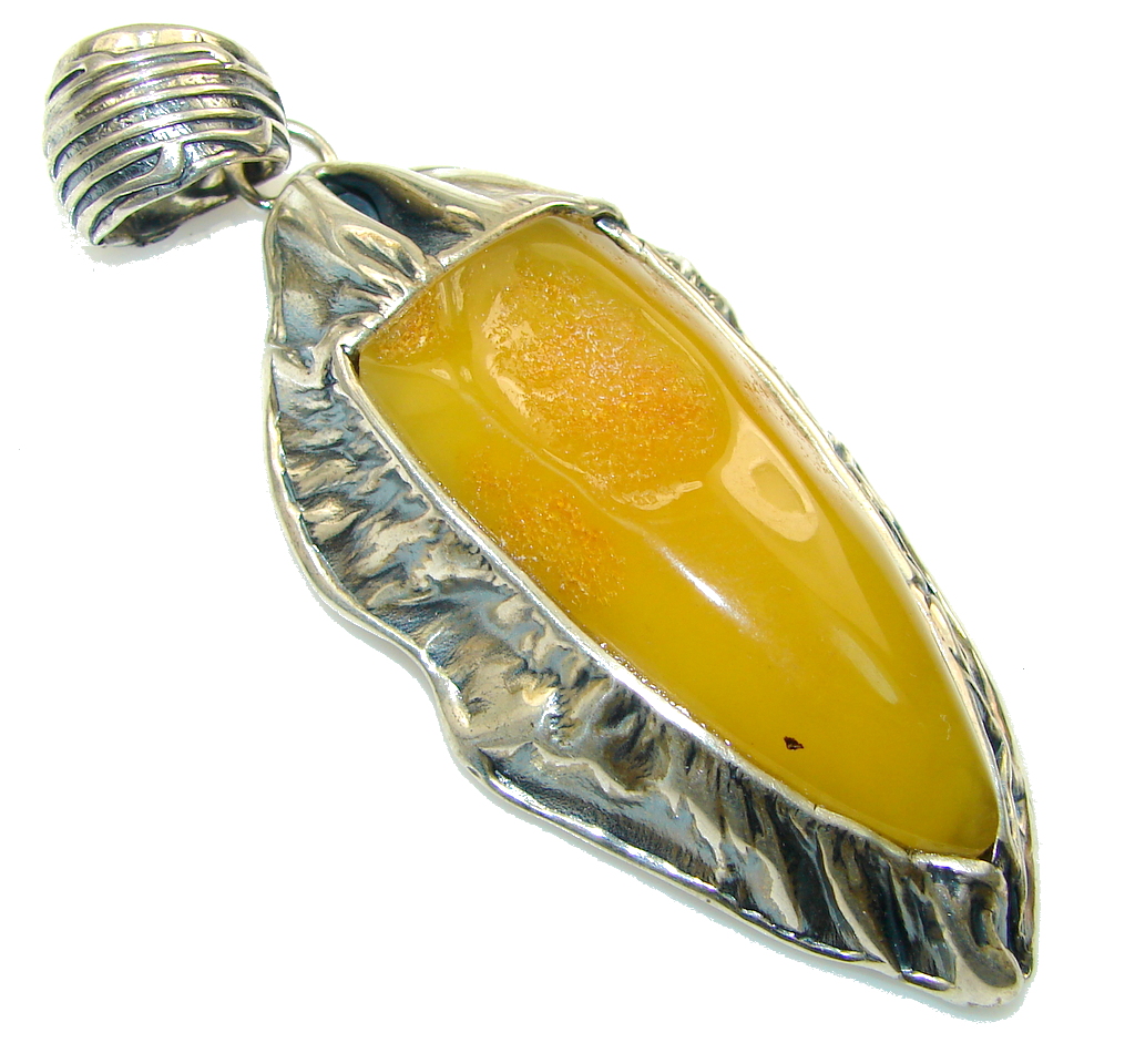 Natural Perfect Forever Baltic Amber Sterling Silver Pendant