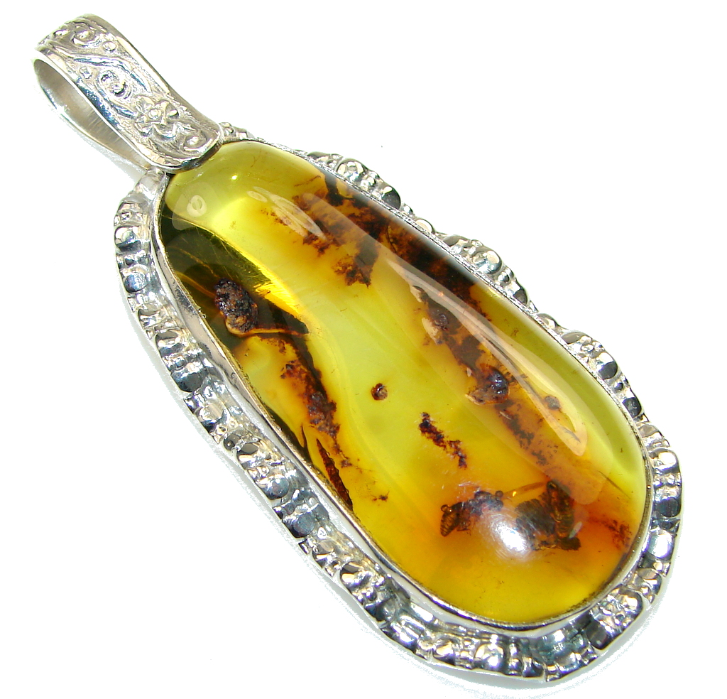 Artisan Work! AAA + Amber Sterling Silver Pendant