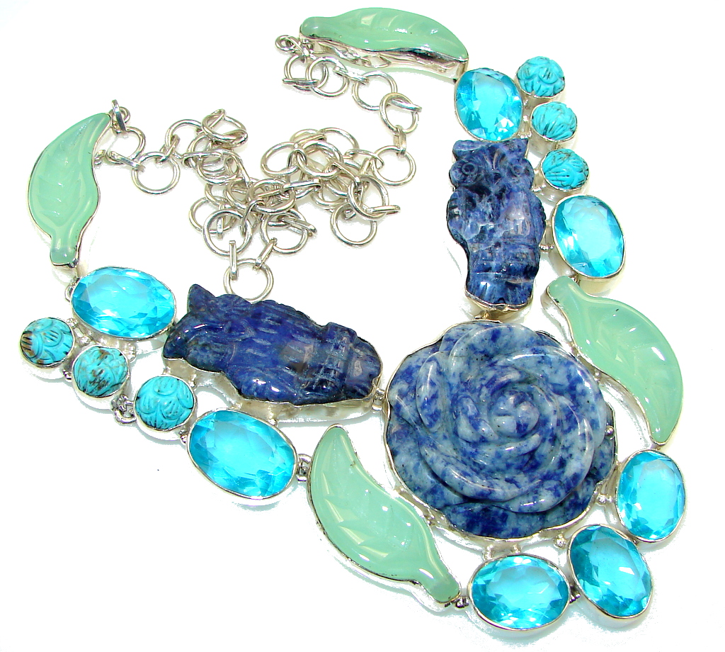 Aura Of Beauty!! Blue Sodalite Sterling Silver Necklace