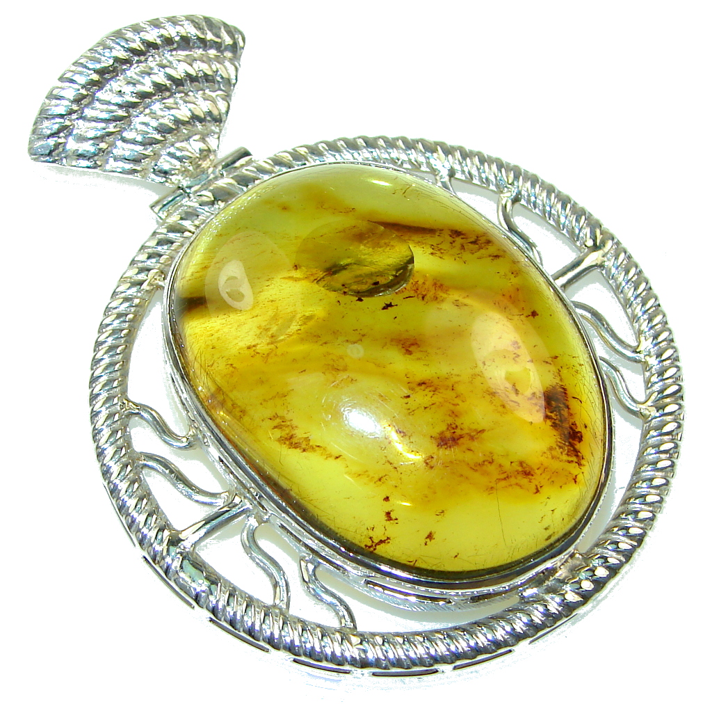 Natural! Secret Polish Amber Sterling Silver Pendant