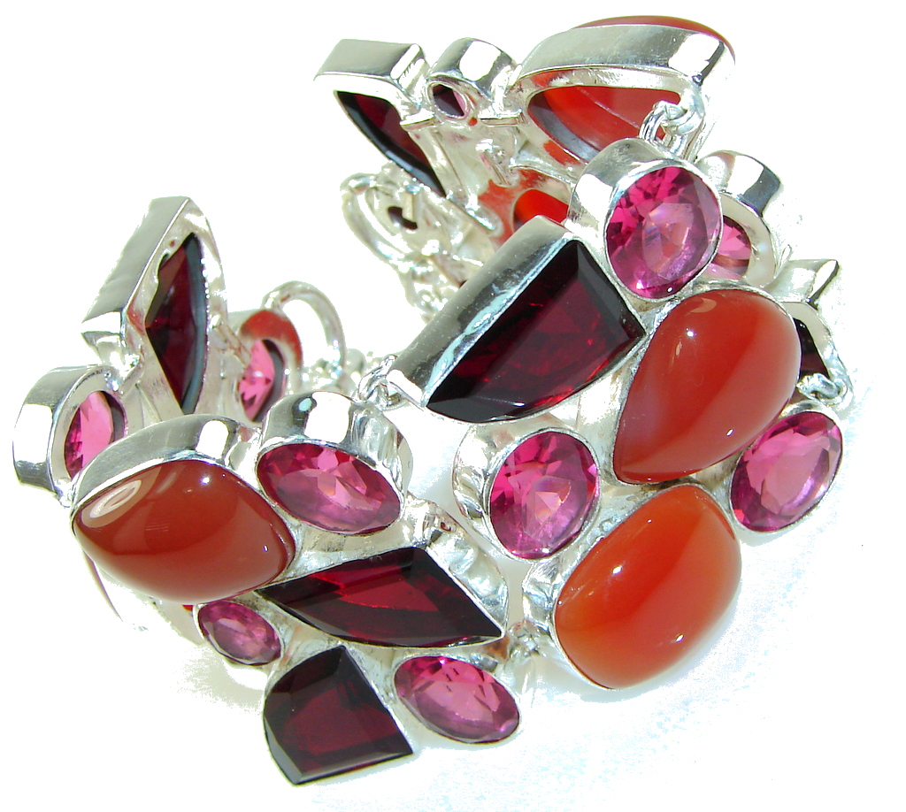 Aura Of Beauty!! Chunky Orange Carnelian Sterling Silver Bracelet