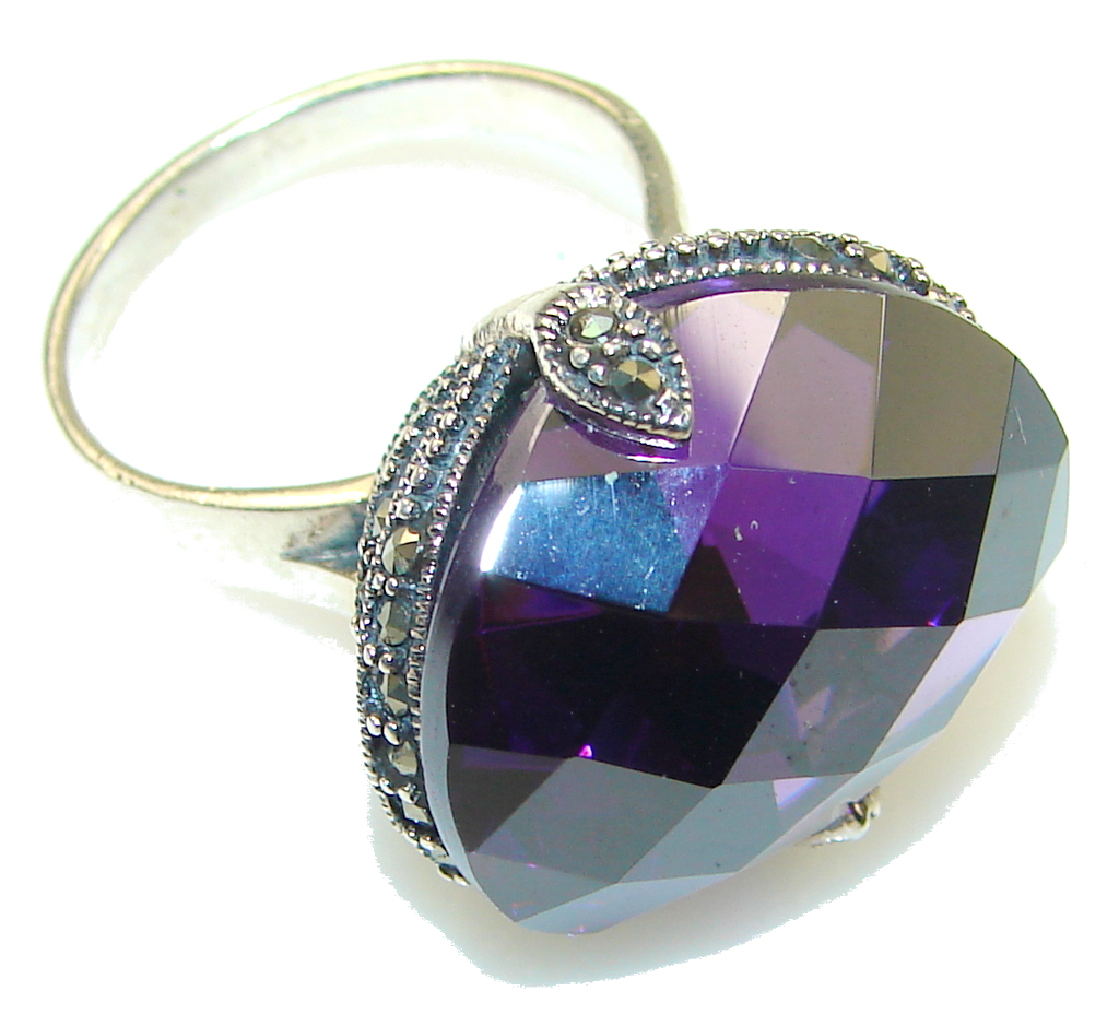 Beautiful!! Created Alexandrite Quartz Sterling Silver Ring s. 8