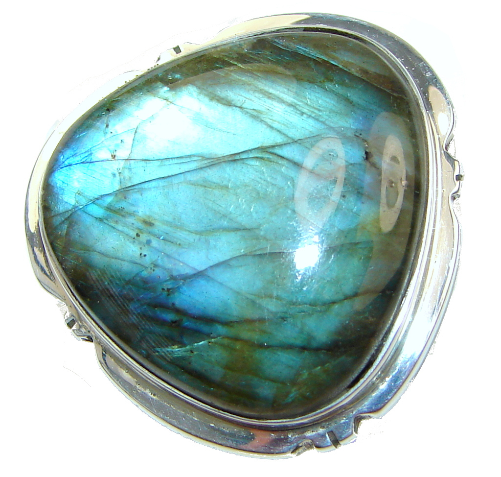 Big! River Secret! Blue Labradorite Sterling Silver Ring s. 7 1/4