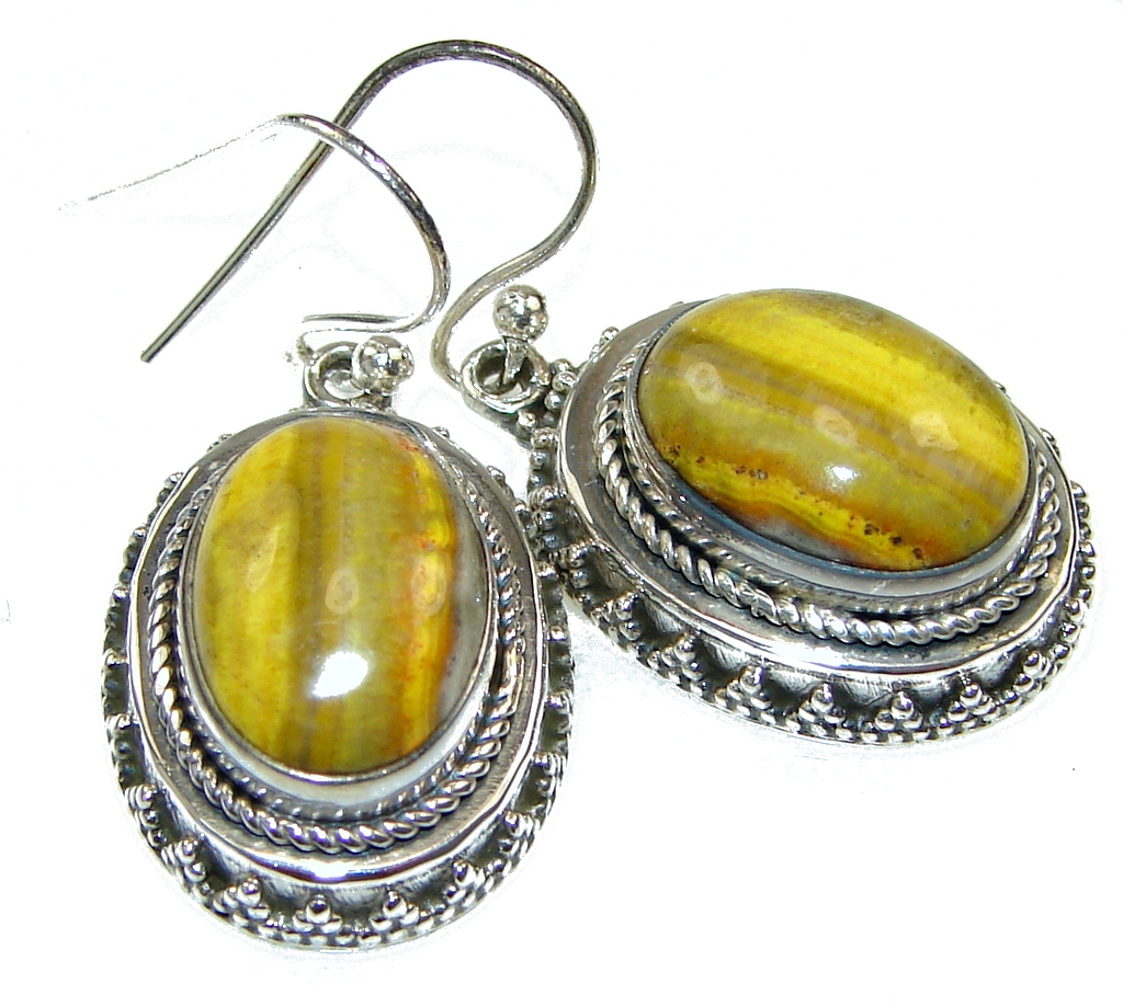 Amazing! Yellow Bumble Bee Jasper Sterling Silver earrings