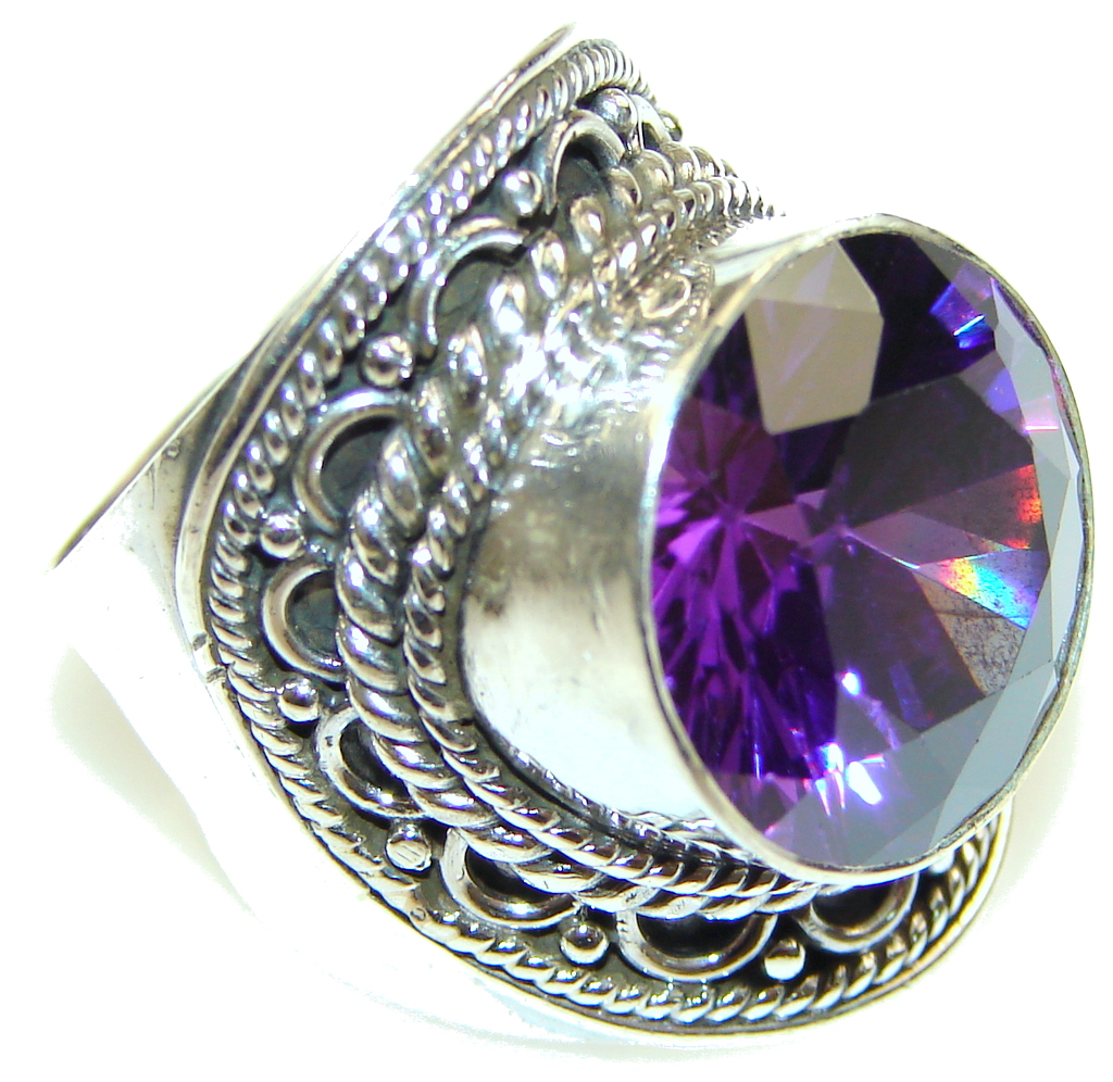 Amazing! Purple Alexandrite Quartz Sterling Silver Ring s.6 1/4