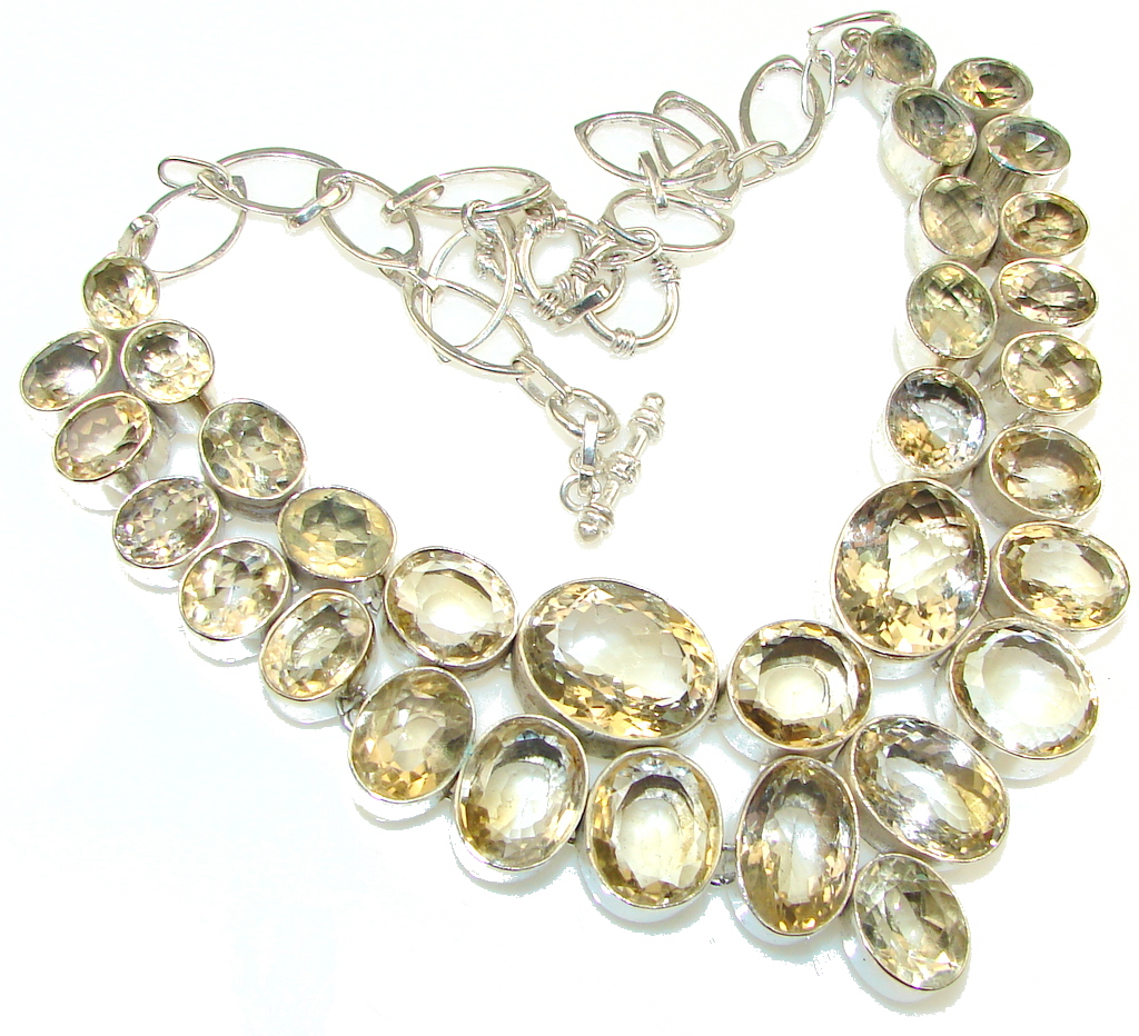 Trade Secret Natural Yellow Citrine Sterling Silver Necklace