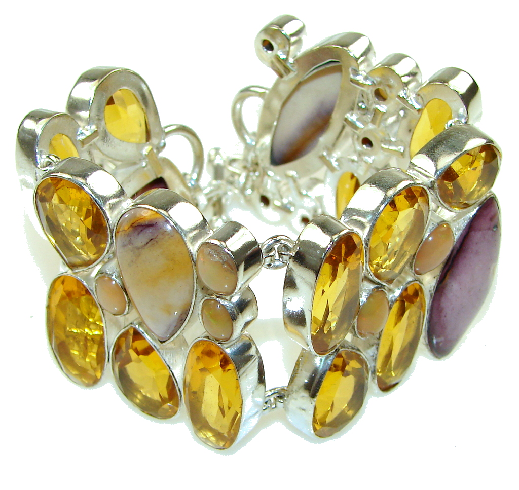 Misty Morning! Yellow Citrine Sterling Silver Bracelet