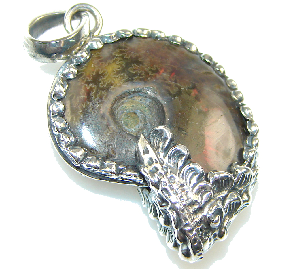 Natural! Ammolite Sterling Silver Pendant
