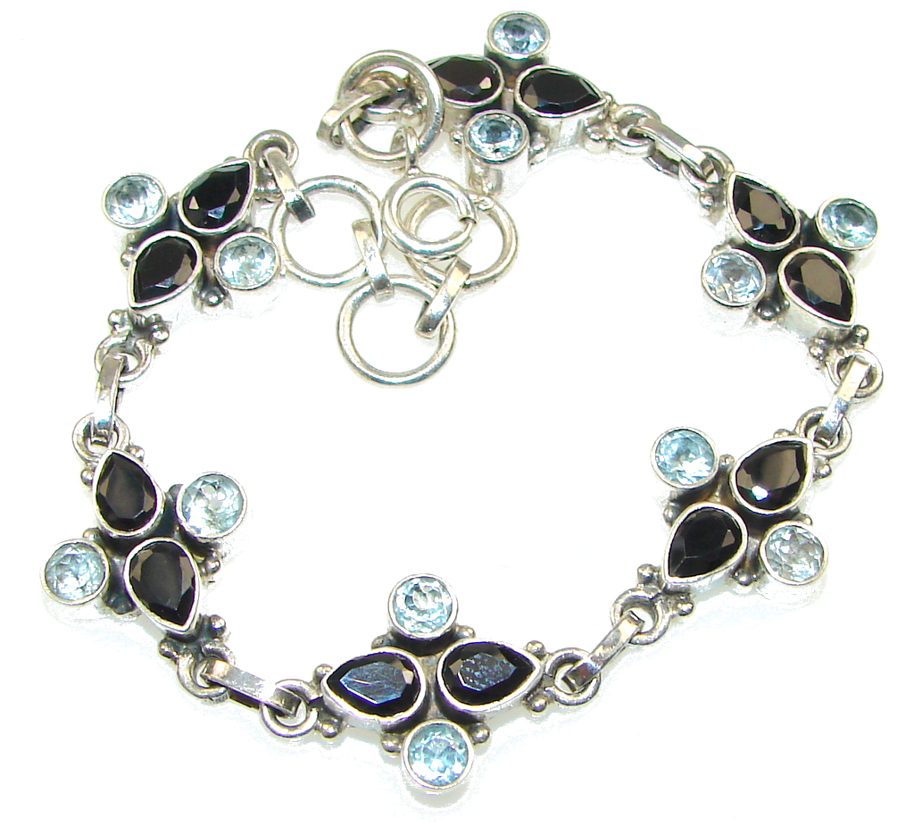 Excellent!! Hematite, Swiss Blue Topaz Sterling Silver Bracelet