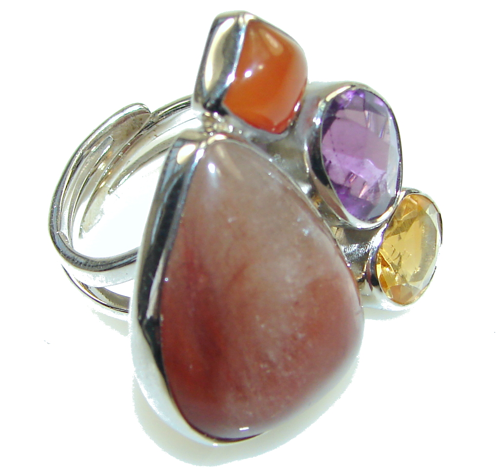 Amazing Golden Calcite Sterling Silver Ring s. 7