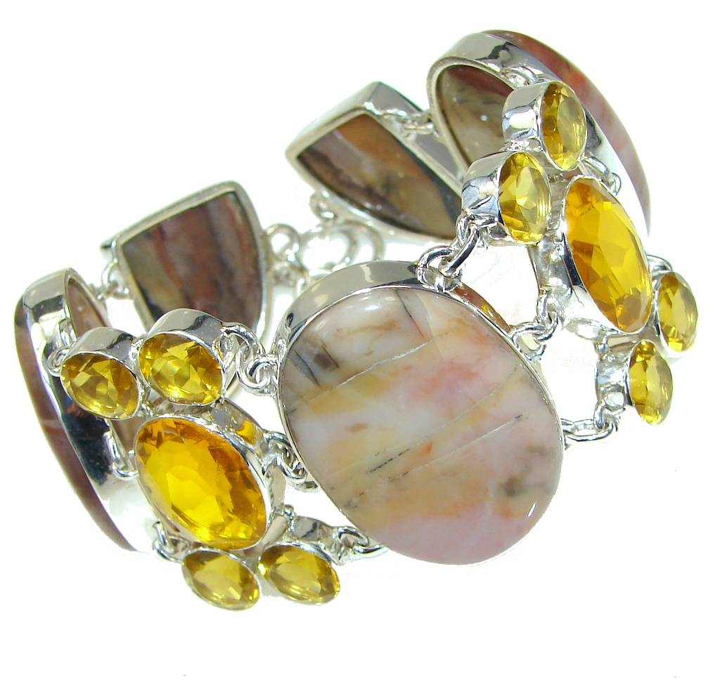 Pale Beauty! Montana Agate Sterling Silver Bracelet