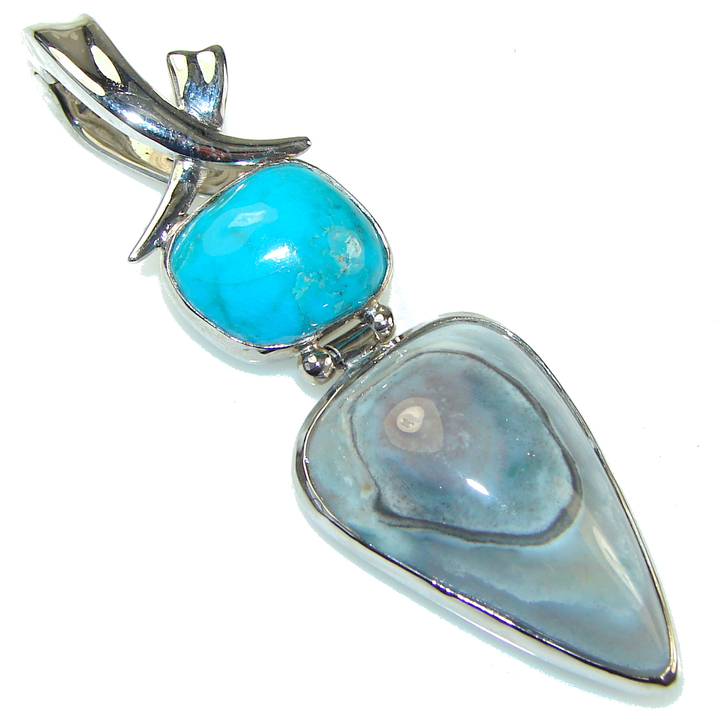 Amazing AAA Imperial Jasper Sleeping Beauty Turquoise Sterling Silver Pendant