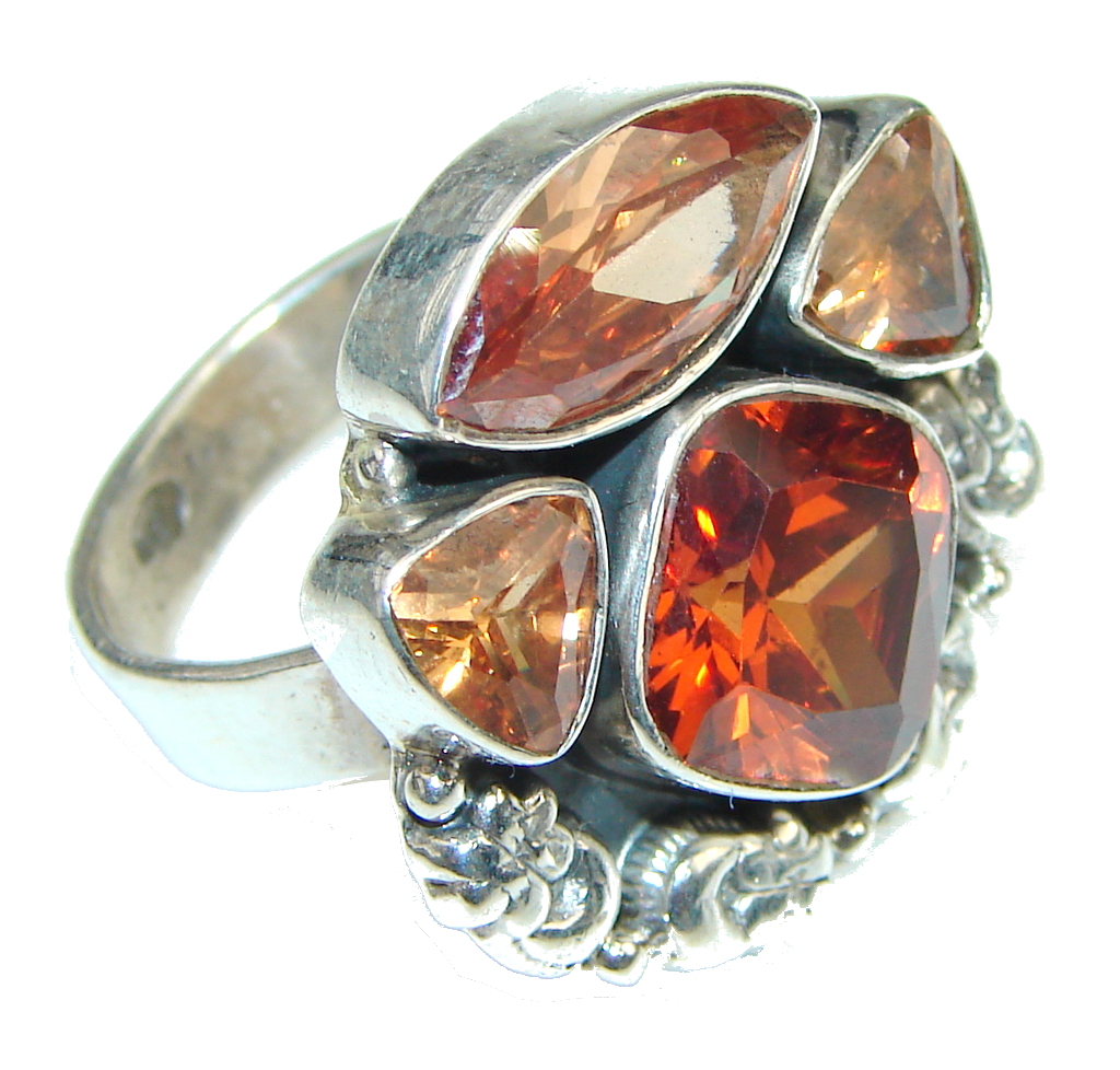 Amazing! Golden Quartz, Honey Quartz Sterling Silver Ring s. 8 1/4