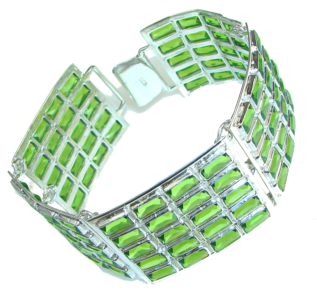 Island Fantasy! Created Green Peridot Sterling Silver Bracelet
