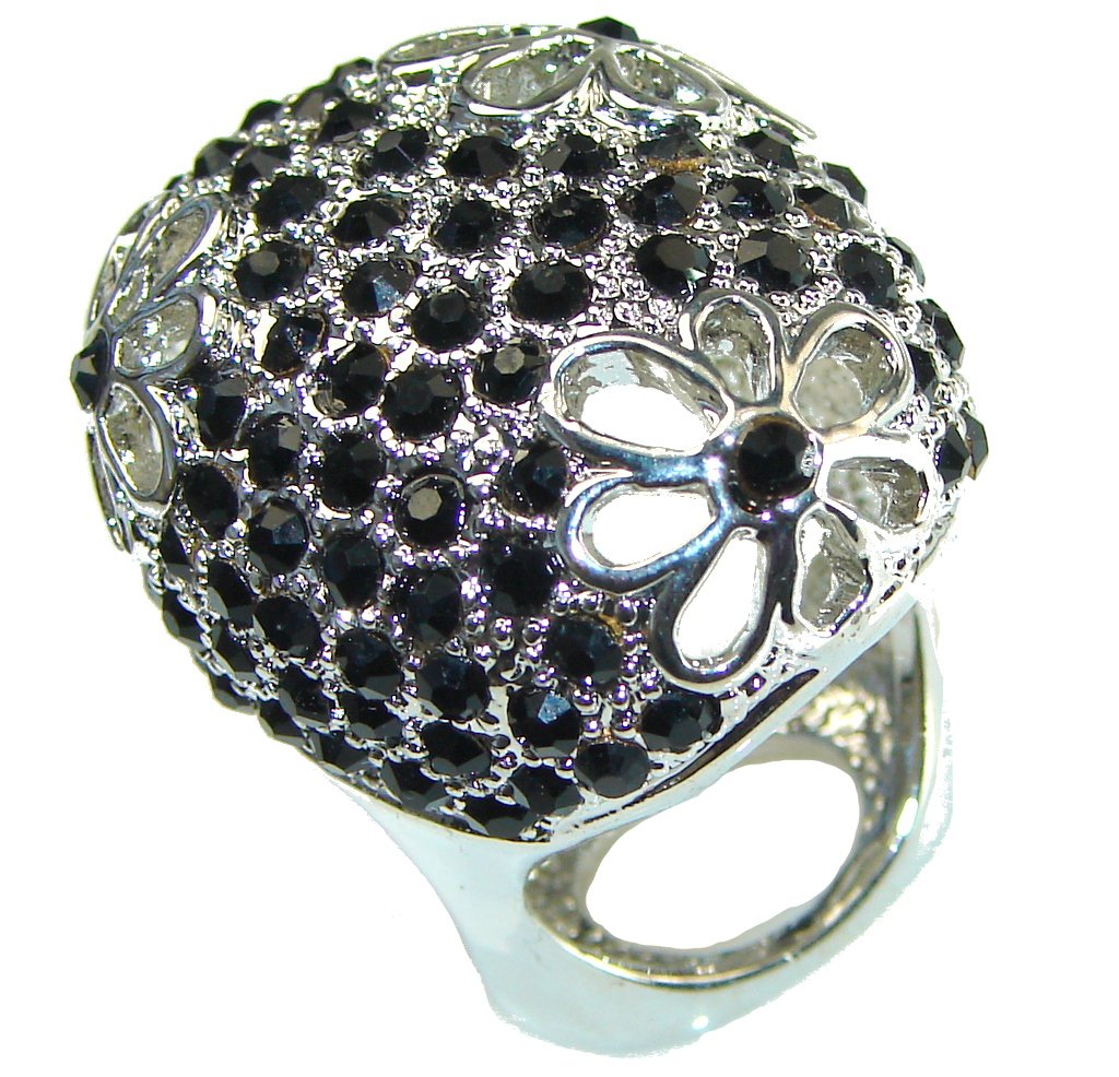 Big! New Fashion Black Onyx Sterling Silver Ring s. 7