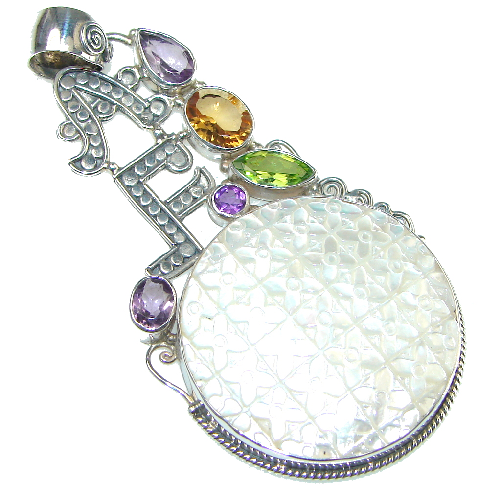 Big! Delicate Blister Pearl Sterling Silver pendant