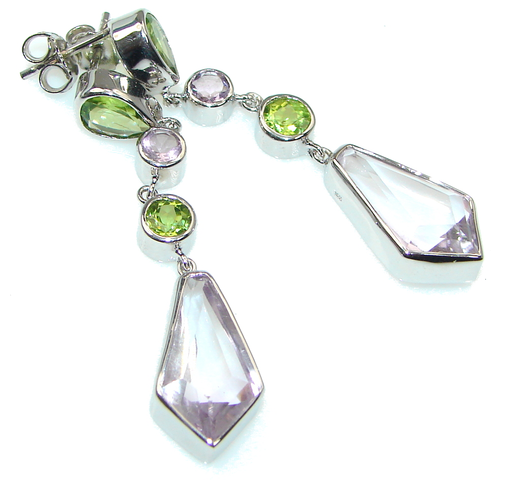 Date Night! Light Pink Amethyst, Peridot Sterling Silver earrings