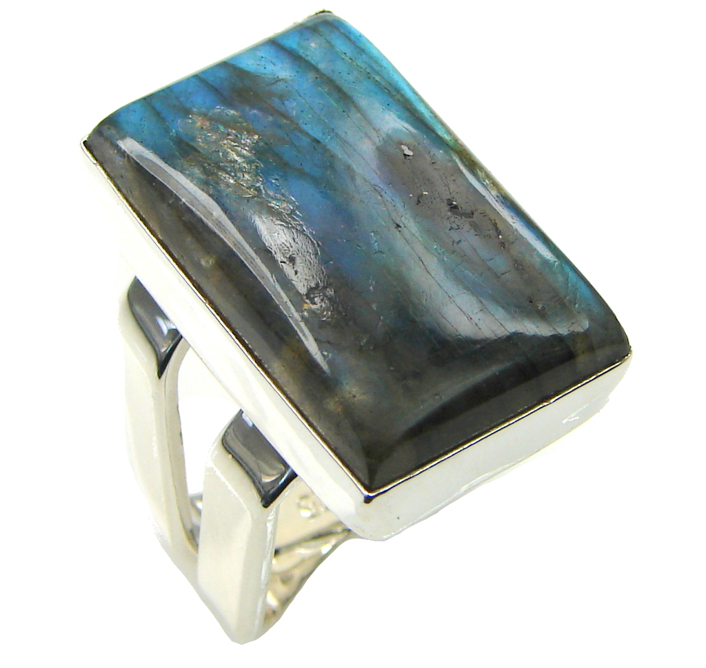 Shimmering AAA Labradorite Sterling Silver Ring s. 6 1/4