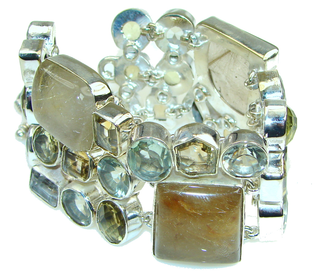Exclusive! Golden Rutilated Quartz Sterling Silver Bracelet