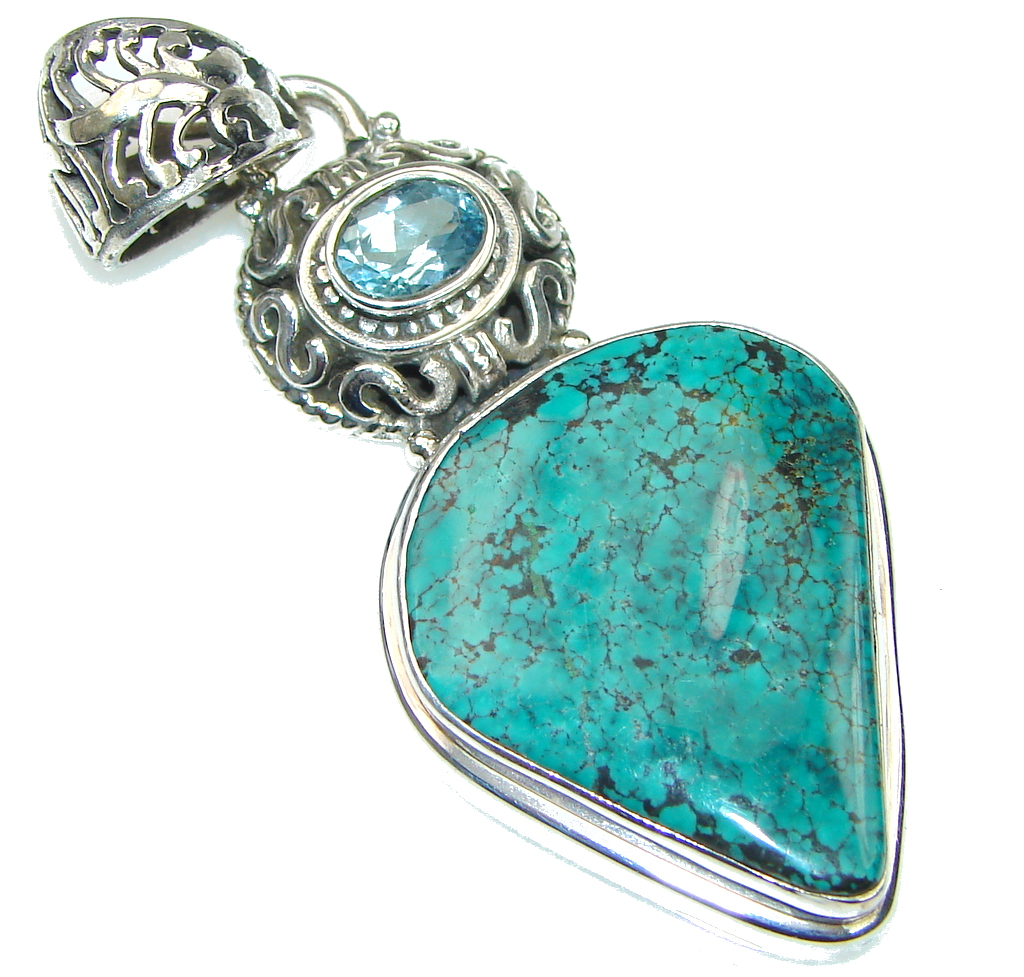 Green Island! Turquoise Sterling Silver Pendant
