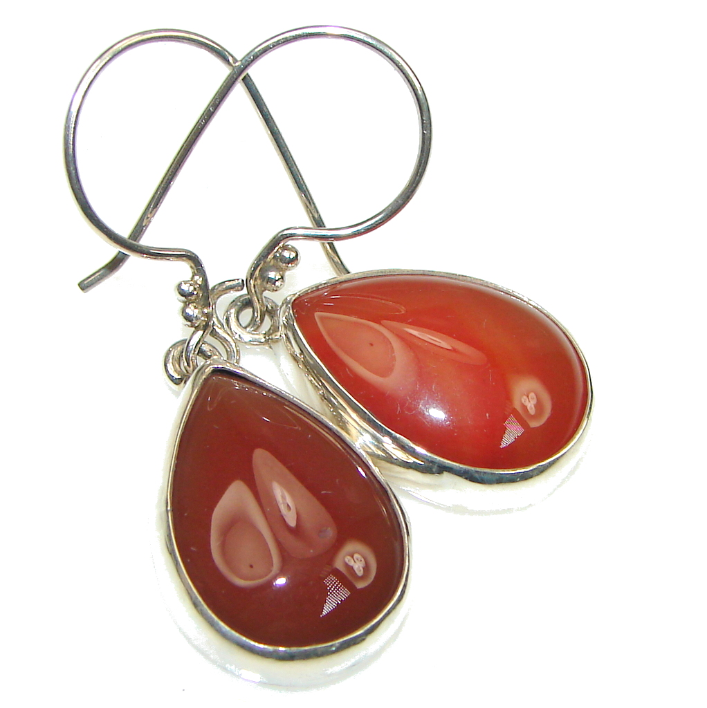 Simple! Dark Orange Carnelian Sterling Silver earrings