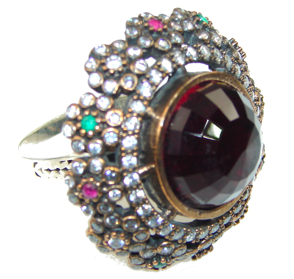 Power Love! Red Garnet Quartz Sterling Silver ring s. 8 1/2