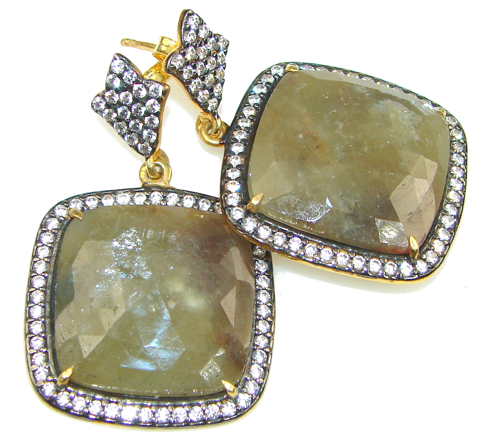 Chunky! Stunning Sapphire Sterling Silver earrings