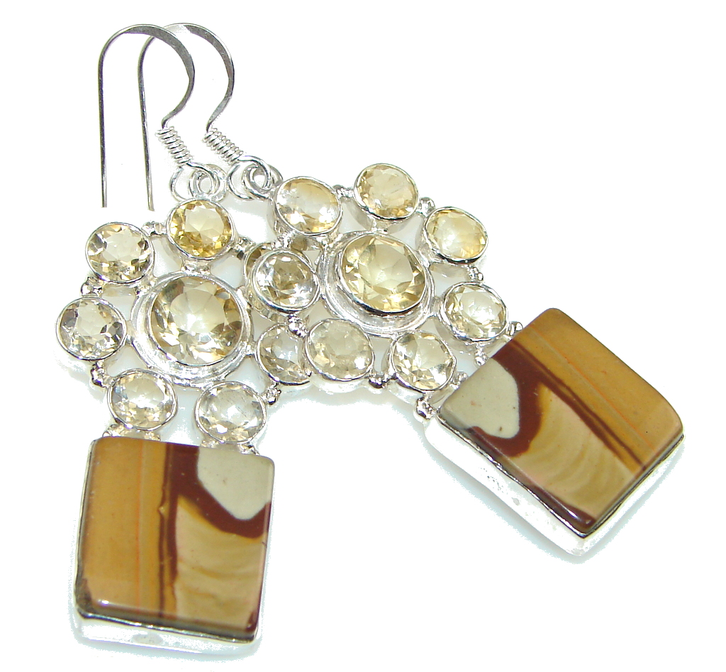 Amazing Brown Wild Horse Jasper Sterling Silver earrings