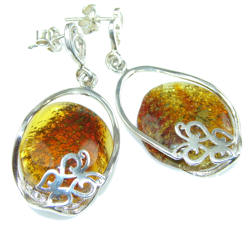 Beautiful! AAA Baltic Polish Amber Sterling Silver earrings