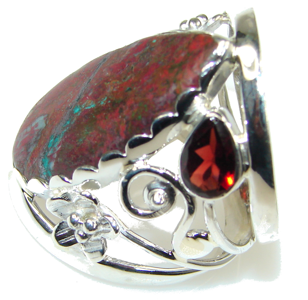Perfect Balance! Red Sonora Jasper, Garnet Sterling Silver ring s. 8
