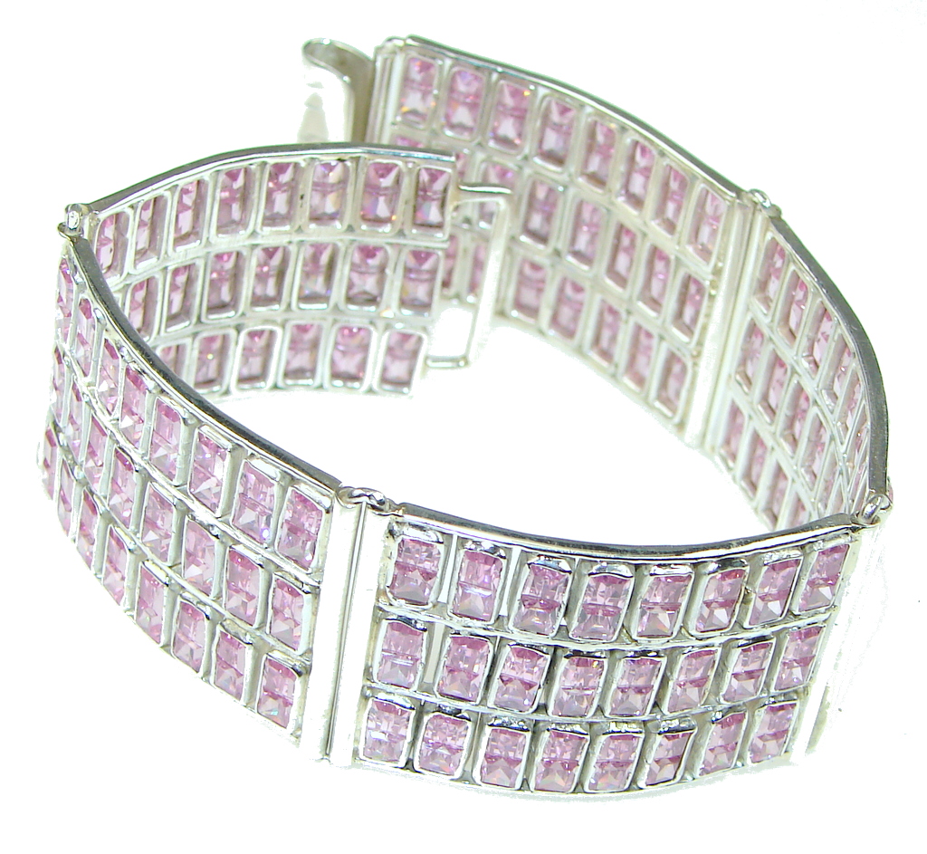Princess Style! Created Pink Topaz Sterling Silver Bracelet
