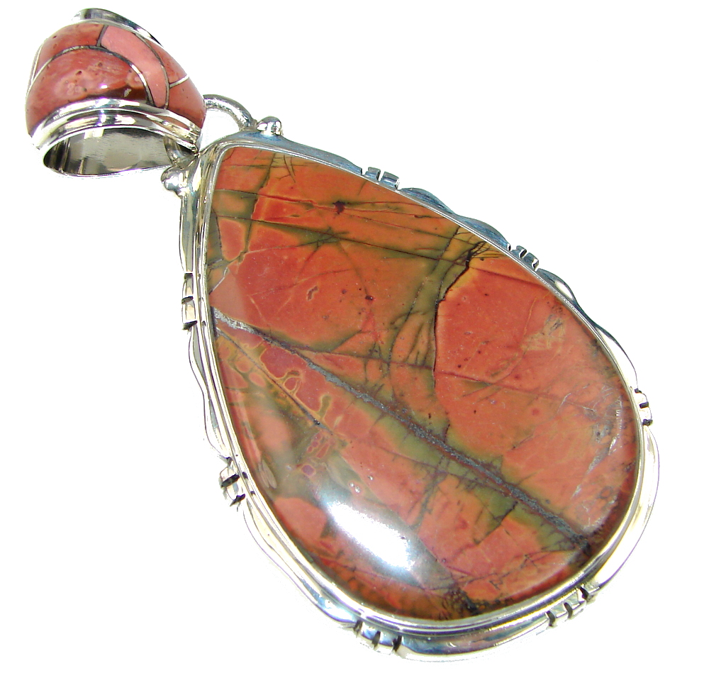 Beautiful! Red Creek Jasper Sterling Silver Pendant